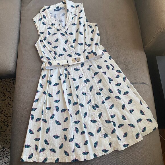 Modcloth Community Brunch Dress in Ivory Umbrella - Picture 4 of 10